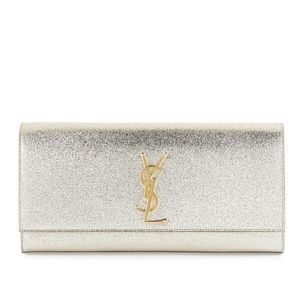 YSL Monogram Metallic Clutch Bag